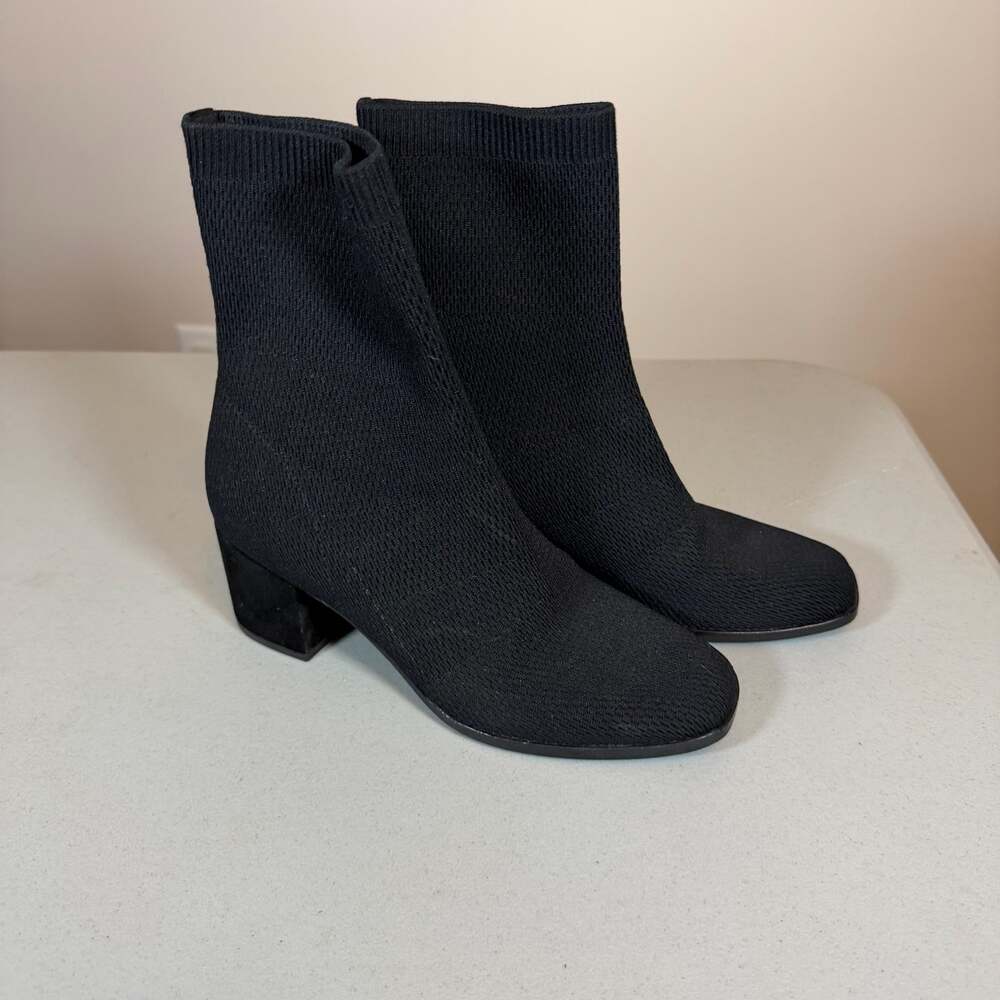 Eileen Fisher Ohm Recycled Stretch Black Knit Sock Ankle Boot Womens 6.5 Classic